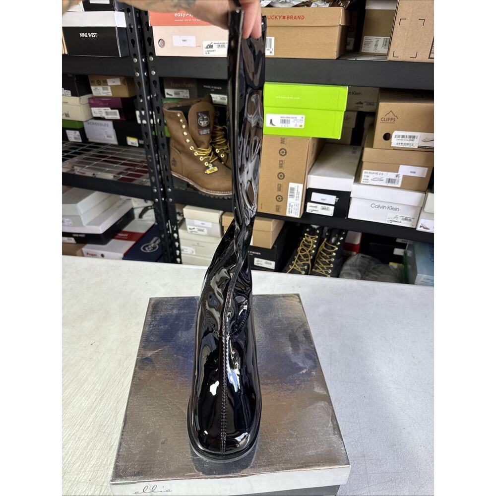 Women's 9 Ellie Shoes/Boots Patent leather Kamora Platform Boots, Black - Picture 3 of 5